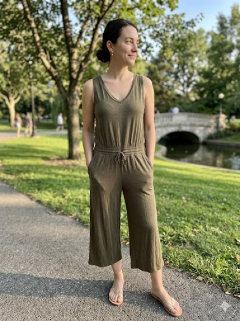 Michael Stars Olive Knit V-Neck Tank